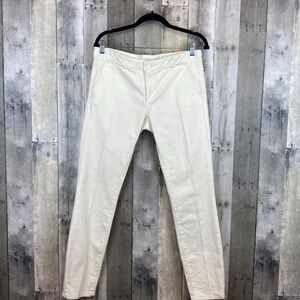 Tory Burch Classic Straight Leg Jean With Lattice Belt Loop in White Size 27